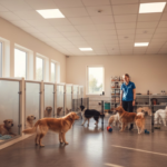 Att äga en kennel kvinna på kennel med många hundar